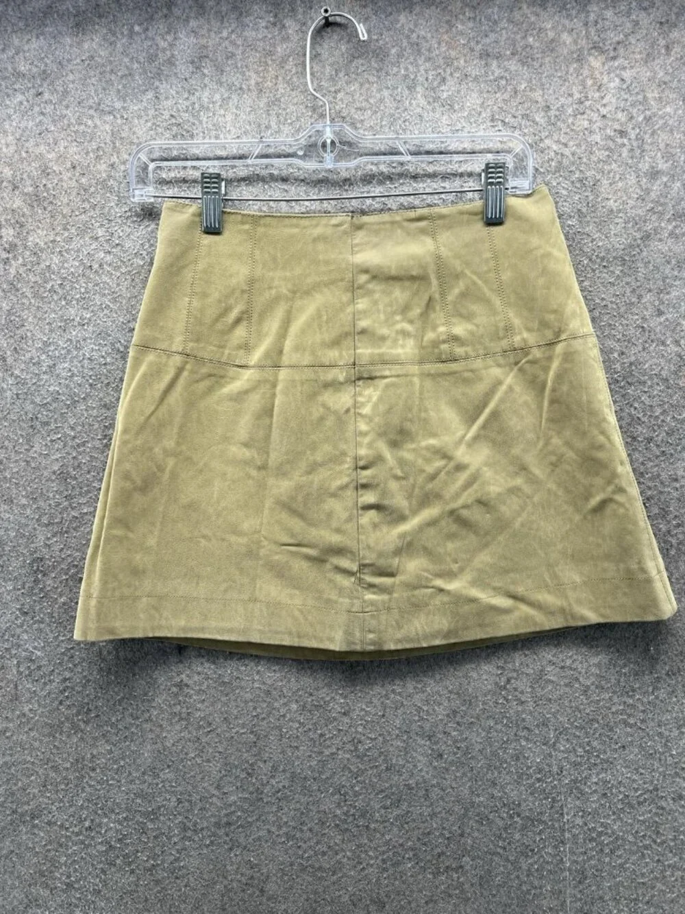 Free People Skirt Womens 4 Khaki Solid A Line Short Mini Lined Zip Back